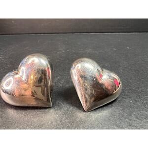 Vintage sterling silver puffy heart earrings